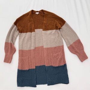 SO Multicolor Striped Open Cardigan